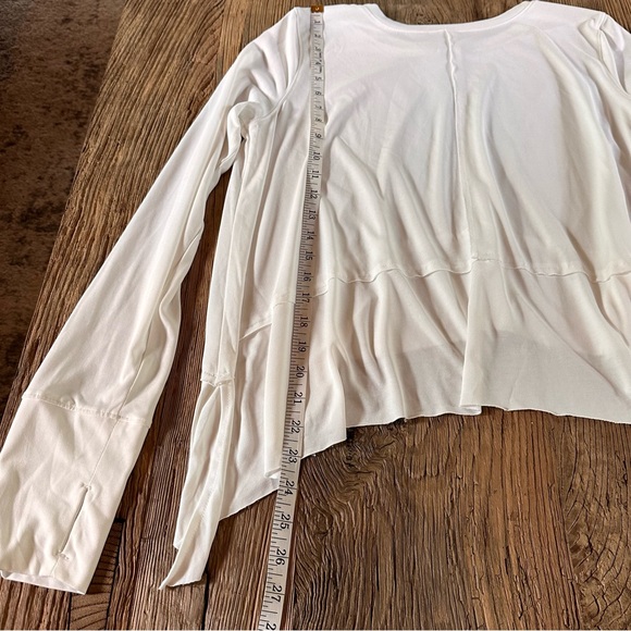 Ododos White Long Sleeve Soft Modal Top Pullover Thumb Holes Yoga Gym Crop Large - Picture 14 of 14